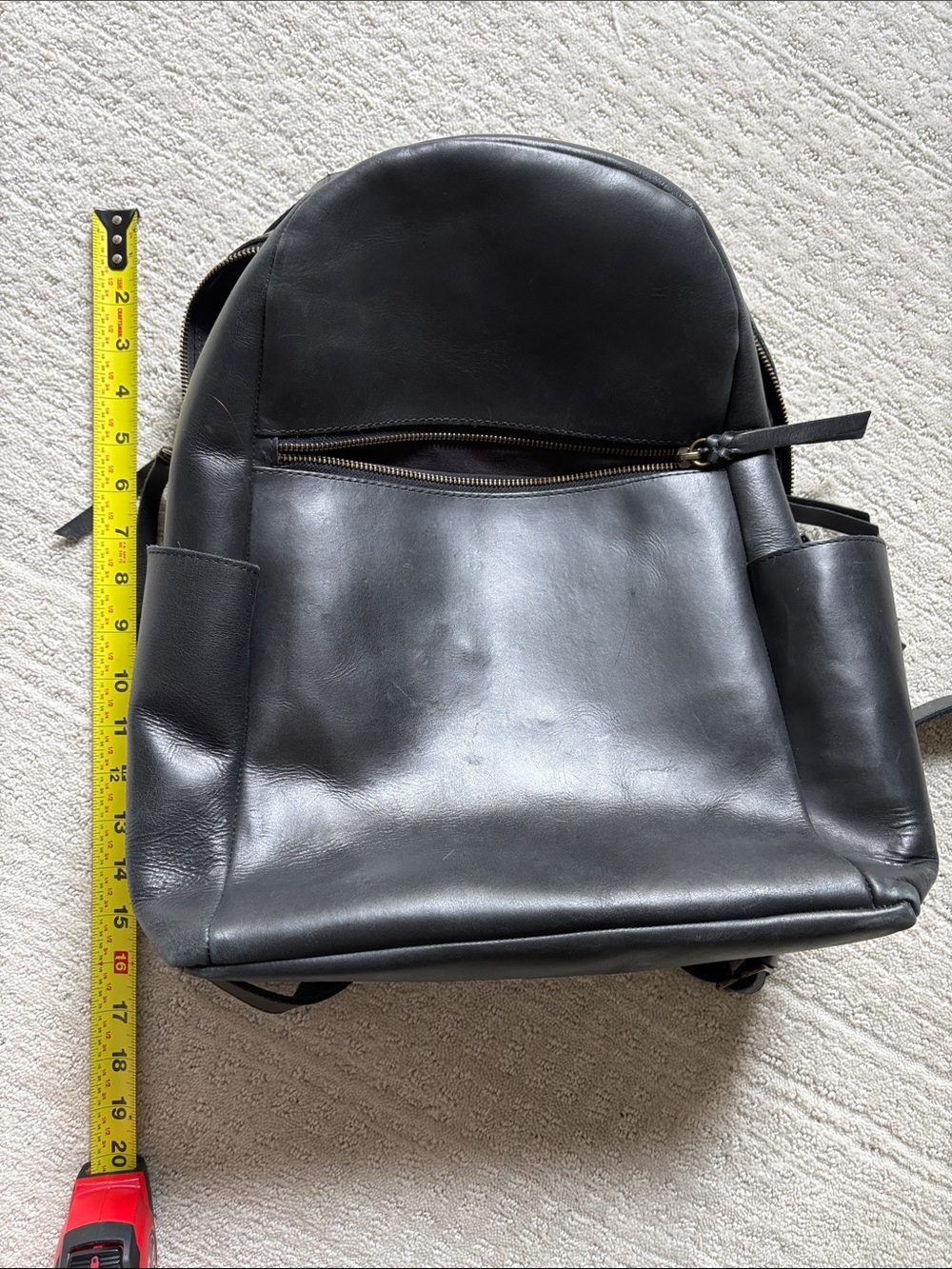 Able Black Leather Women's Backpack with Gold Zipper - Picture 6 of 8